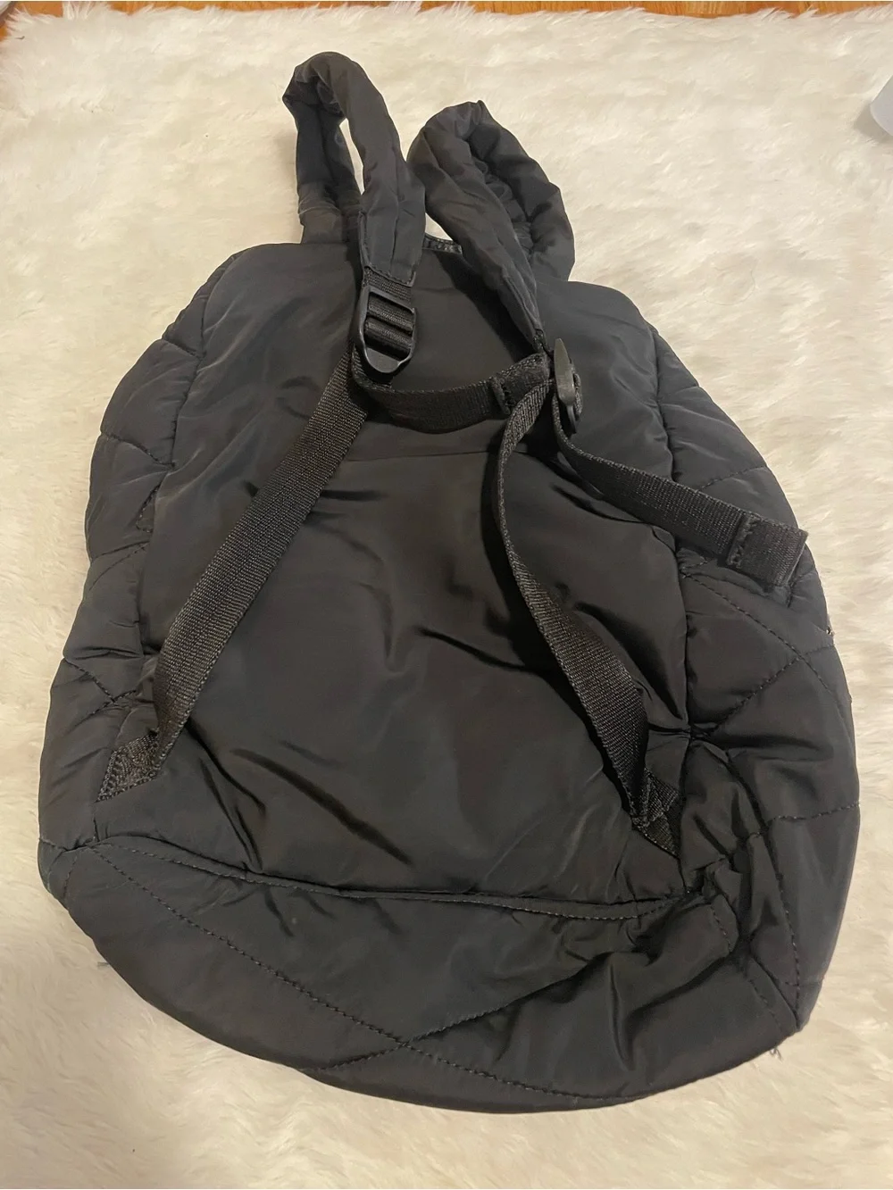Marc Jacobs Black Quilted Nylon Backpack with Gold Plaque